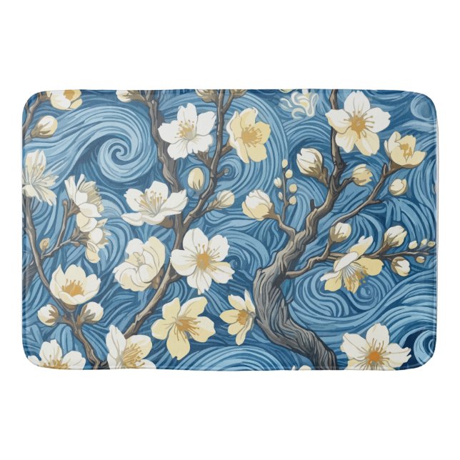 Tapete De Banheiro Flores de Amendoeira no Estilo de Van Gogh (Frente)