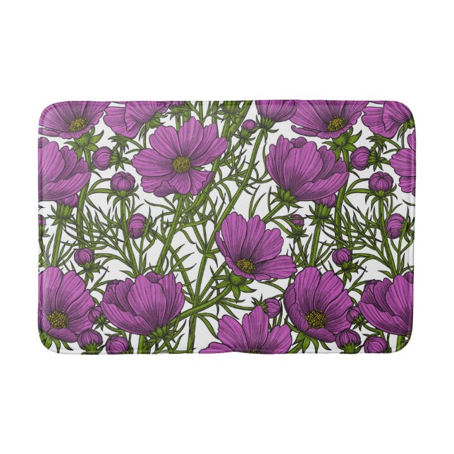 Tapete De Banheiro Flores de cosmos violetas (Frente)