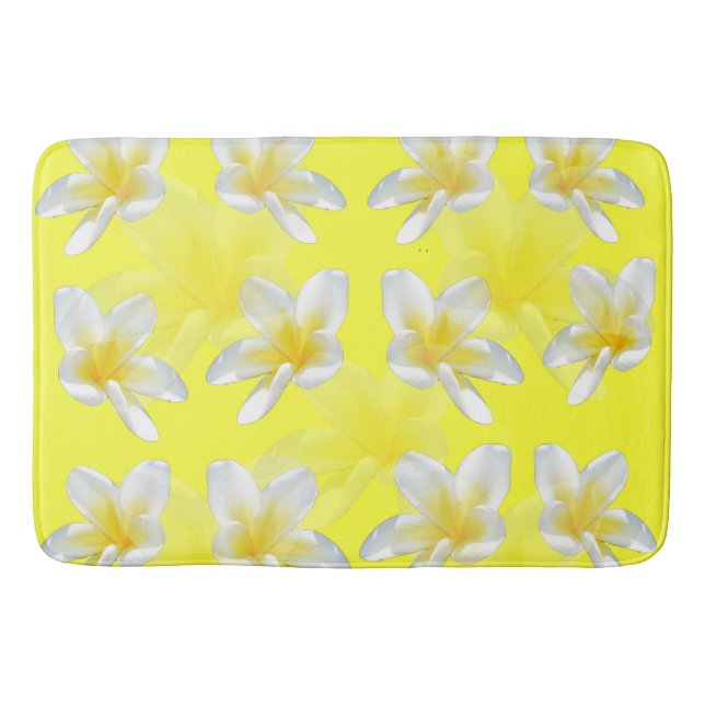 Tapete De Banheiro Flores de Frangipani Amarelas, Bathmat de Espuma d (Frente)