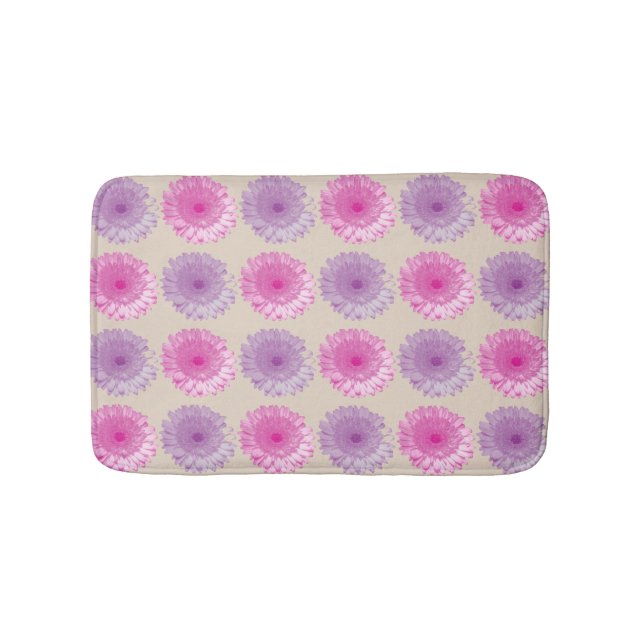 Tapete De Banheiro Flores de gerber, rosa e púrpura (frente)