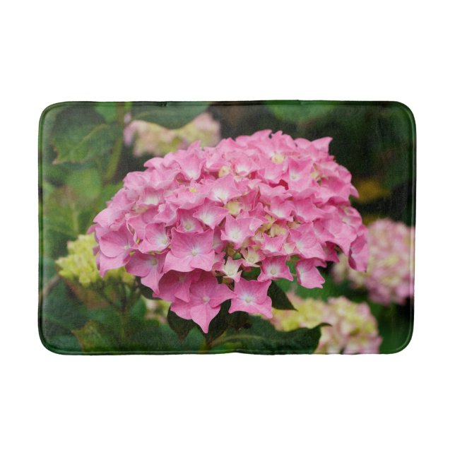 Tapete De Banheiro Flores de hidrangea cor-de-rosa (Frente)