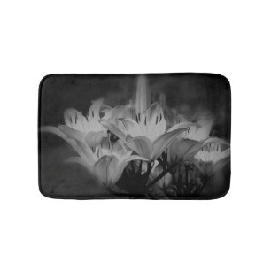 Tapete De Banheiro Flores De Lily Em Preto E Branco