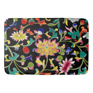 Tapete De Banheiro Flores de Lotus e Vinha