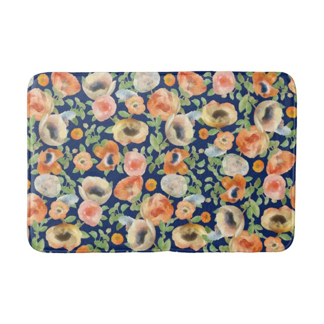Tapete De Banheiro Flores de Mola Laranja (Frente)