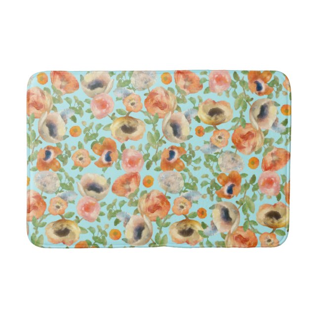 Tapete De Banheiro Flores de Mola Laranja (Frente)