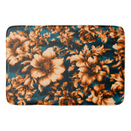 Tapete De Banheiro Flores de Ouro refinadas e luxuosas, folhas em azu