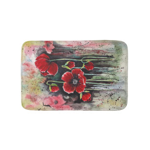 Tapete De Banheiro Flores De Papoila Em Matas De Banho De Aquarela
