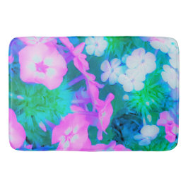 Tapete De Banheiro Flores de Phlox do Jardim Cor-de-Rosa, Verde, Azul