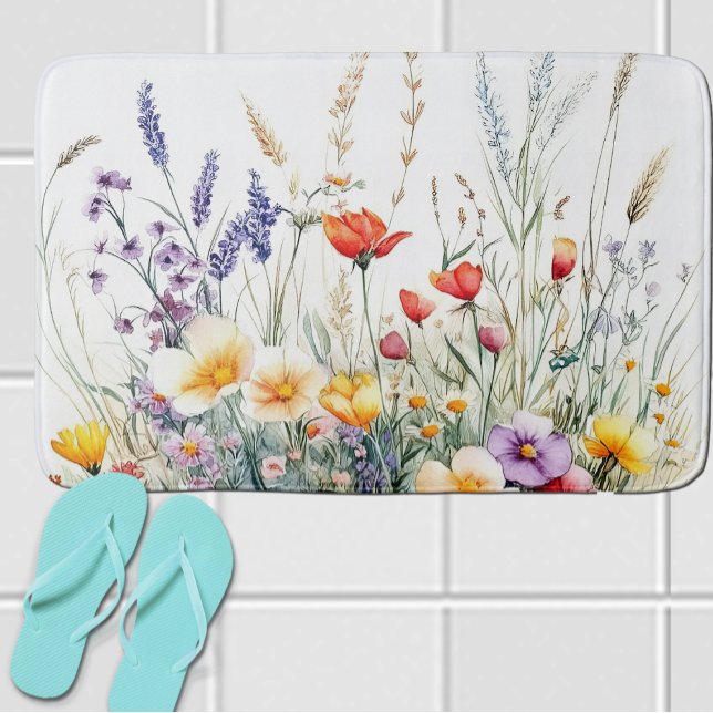 Tapete De Banheiro Flores de Prado e Lavanda (Criador carregado)