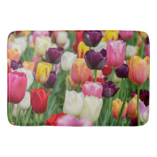 Tapete De Banheiro Flores de primavera de Tulipa Amarelo-Cor-de-rosa