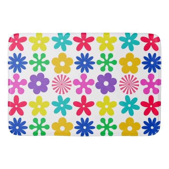 TAPETE DE BANHEIRO FLORES DE RETRO GROOVY (Frente)