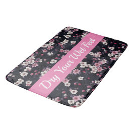 Tapete De Banheiro Flores de Sakura Rosa Negra, Design de padrão,