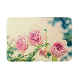 Tapete De Banheiro Flores do rosa do rosa do vintage