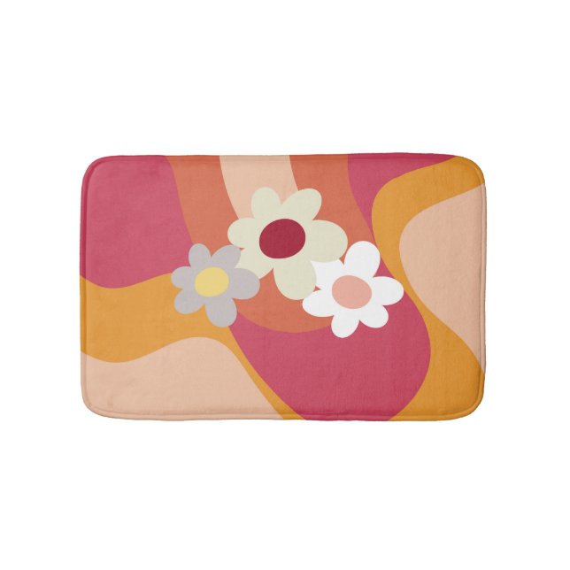 Tapete De Banheiro Flores e ondas de estilo retrô (frente)