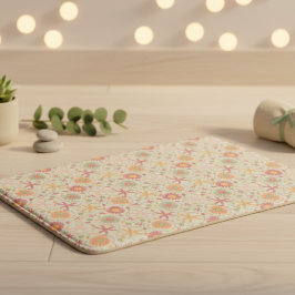 Tapete De Banheiro Flores e Starfish Cream e rosa