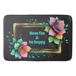 Tapete De Banheiro Flores em Aquarela - Moldura Dourada 34 + seu text