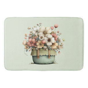 Tapete De Banheiro Flores em um Vaso Aconchegante Shabby Fofo