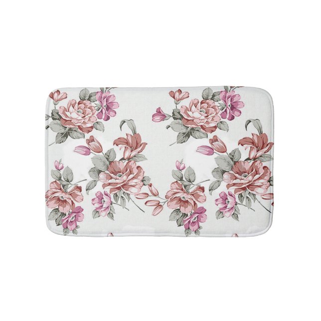 Tapete De Banheiro Flores Femininas Clássicas Vintage (frente)