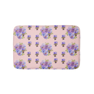 Tapete De Banheiro Flores florais da viola de Pansy Rosa Bath Mat