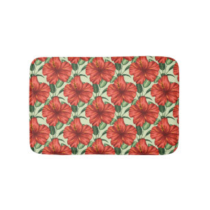 Tapete De Banheiro Flores florais tropicais, sem costura, flores verm