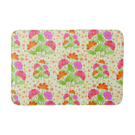 Tapete De Banheiro Flores grandes de cor Pop cor rosa e laranja verde