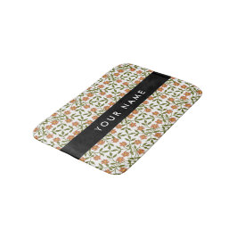 Tapete De Banheiro Flores Laranja, Padrão Floral, Boho, Seu Nome