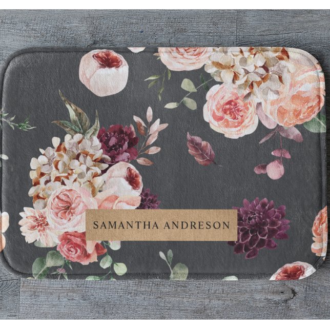 Tapete De Banheiro Flores Modernas de Pastel e Preto Kraft (Criador carregado)
