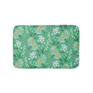 Tapete De Banheiro Flores Retro, Padrão Botânico Sem Costura.