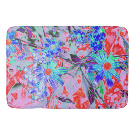 Tapete De Banheiro Flores Retro Psicodélicas Aqua Verde e Laranja