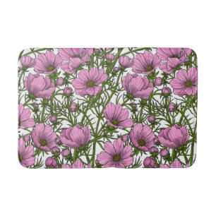 Tapete De Banheiro Flores rosa Cosmos