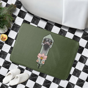 Tapete De Banheiro Flores Rosa de Avestruz Verde Oliva Art Déco