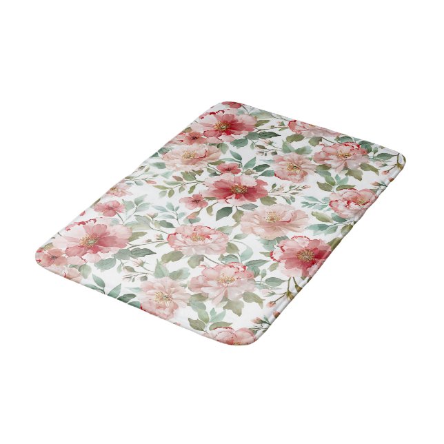 Tapete De Banheiro Flores Rosa Vermelhas (Angulado)