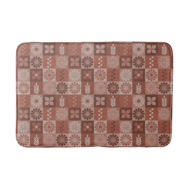 Tapete De Banheiro Flores Rustic Brown Burlap Deixam Matas Médias (Frente)
