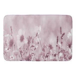 Tapete De Banheiro Flores Selvagens com rosa