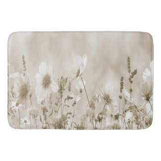 Tapete De Banheiro Flores Selvagens com Sombreado de Beige