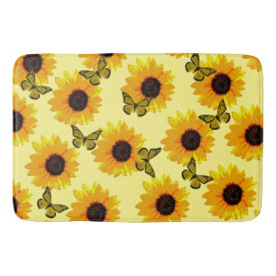 Tapete De Banheiro Flores Solares E Borboletas Pintadas,