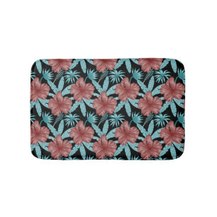 Tapete De Banheiro Flores vermelhas padrão uniforme tropical folhas &