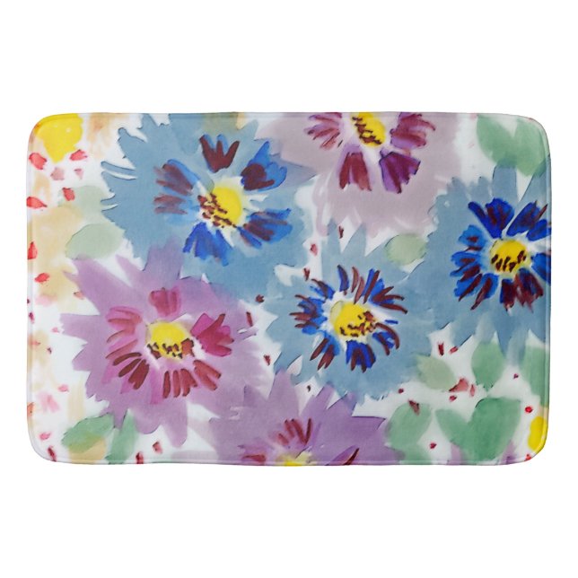Tapete De Banheiro Flores violetas y azules (Frente)