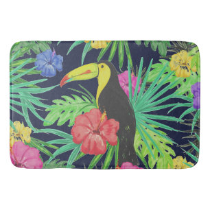 Tapete De Banheiro Floresta Tropical de Tucan e Folhas