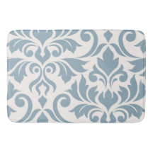 Flourar Damask Art I Blue em Creme