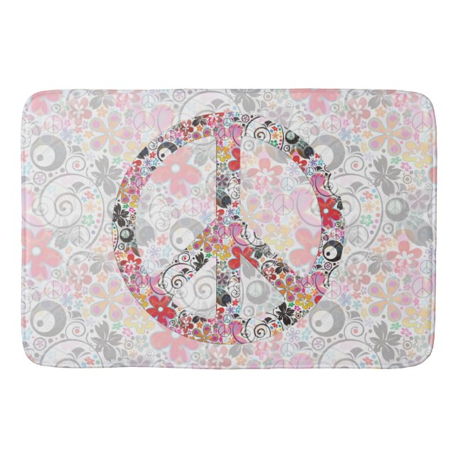 Tapete De Banheiro Flower Power Peace sinal II + seu backgr. & ideias (Frente)