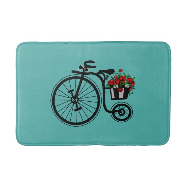 Tapete De Banheiro Flowers Bike Bath Mat (Frente)