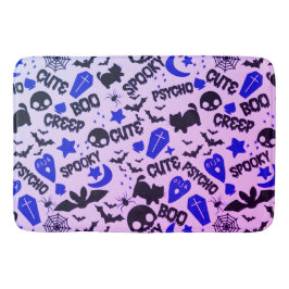 Tapete De Banheiro Fofo e Divertido Roxo, Azul e Preto Halloween