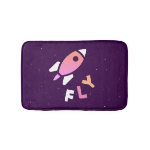 Tapete De Banheiro Foguete - Abstrato, Pop, cor-de-rosa, roxo, arte!