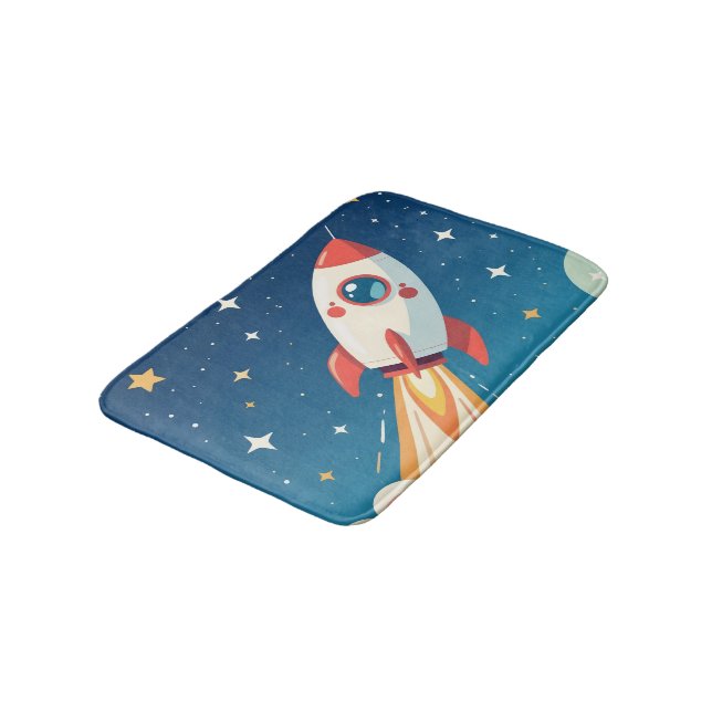 Tapete De Banheiro Foguete espacial fofo decolando (Angulado)