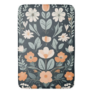 Tapete De Banheiro Folha Floral Azul Escuro
