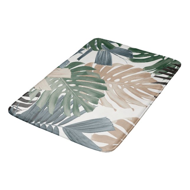 Tapete De Banheiro Folhas da Selva Tropical Monstera 3 (Angulado)