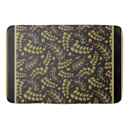 Tapete De Banheiro Folhas de bronze Dourado clássico em preto