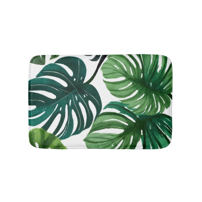 Tapete De Banheiro Folhas de Monstera | Verde Moderno Botânico (frente)