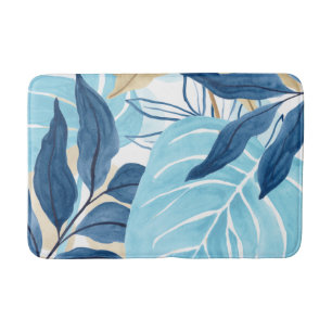 Tapete De Banheiro Folhas de Selva Azul